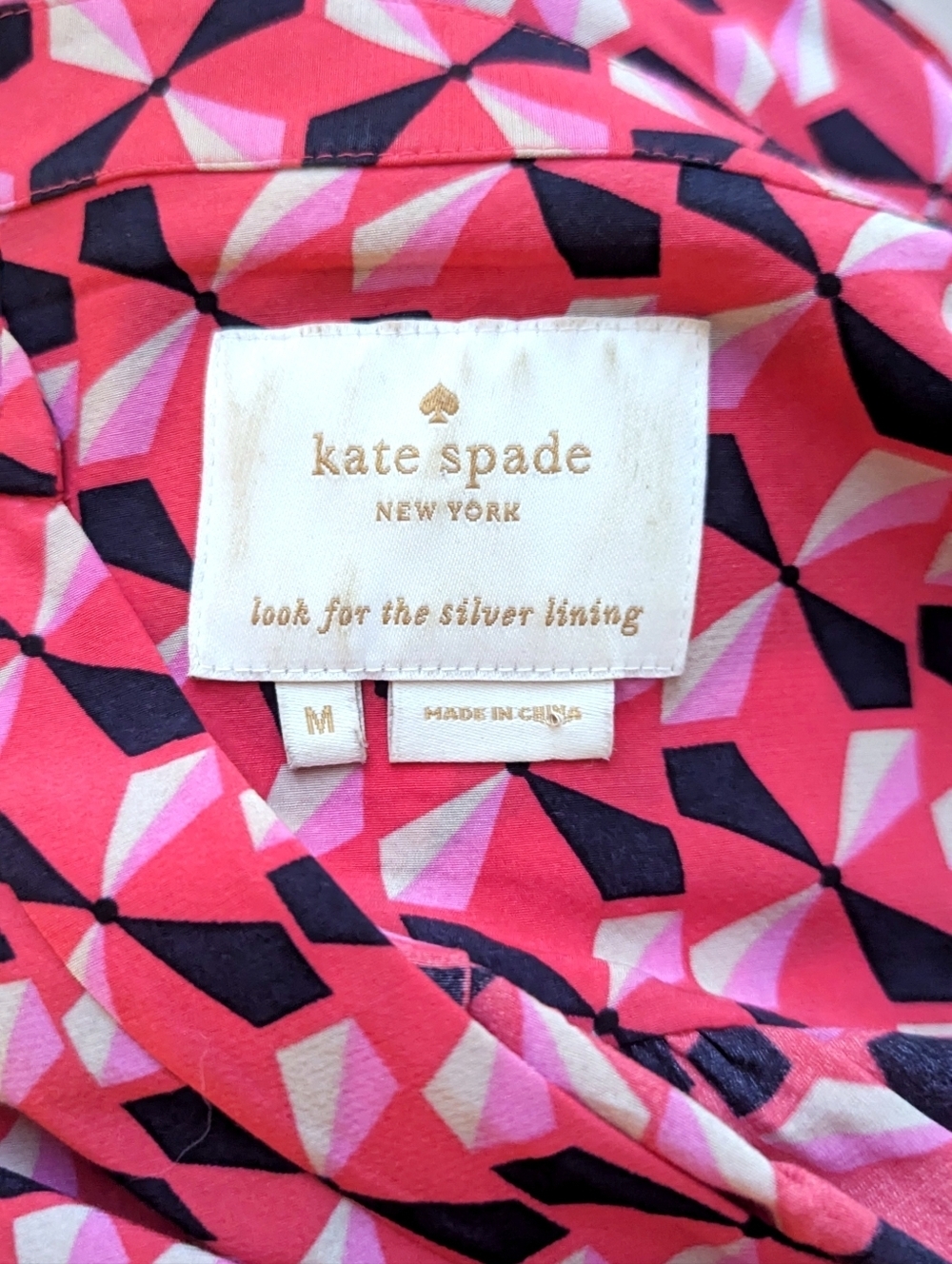 Kate Spade Silk Blend Geometric Print Tie Waist Dress - Picture 2 of 6